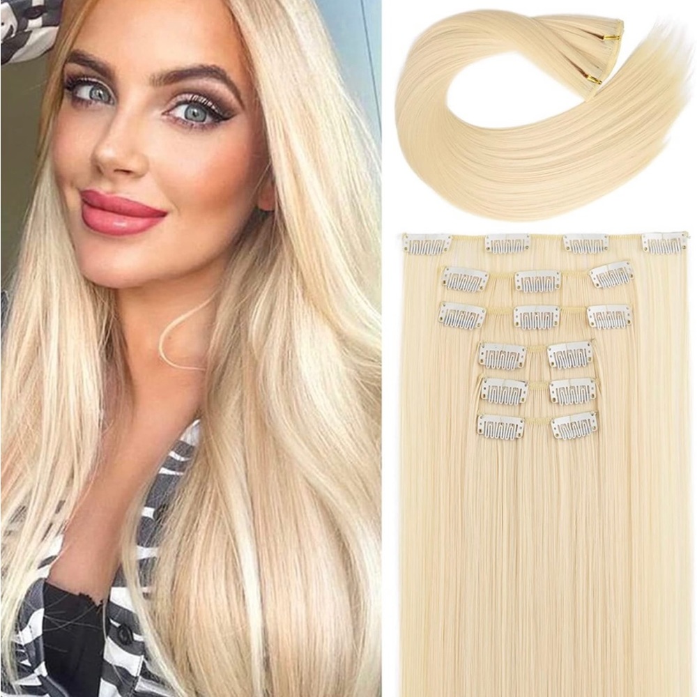 24 inch 16 clips hair extension clip in
